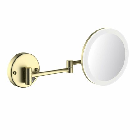 KIBI Circular LED Wall Mount One Side 5x Magnifying Make Up Mirror - Brushed Gold KMM102BG